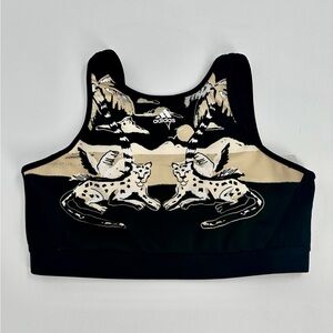 Farm Rio x Adidas XL Black Tan White Sports Bra